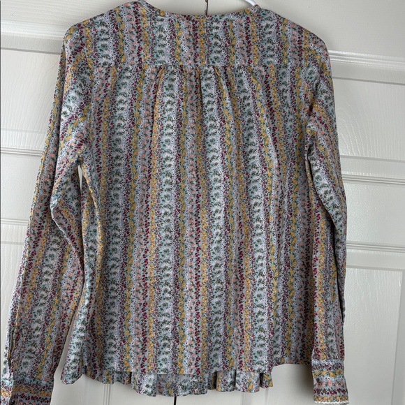 Anthropologie Floral Pleated Multicolor Button down Blouse Size small - Picture 8 of 9